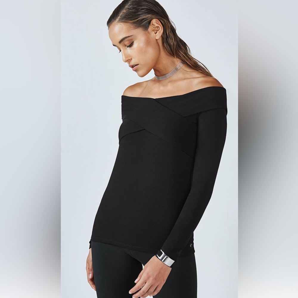 🖤NWT🖤 Fabletics Jayla Long-Sleeve On or Off Shoulder Top- Black Size Medium